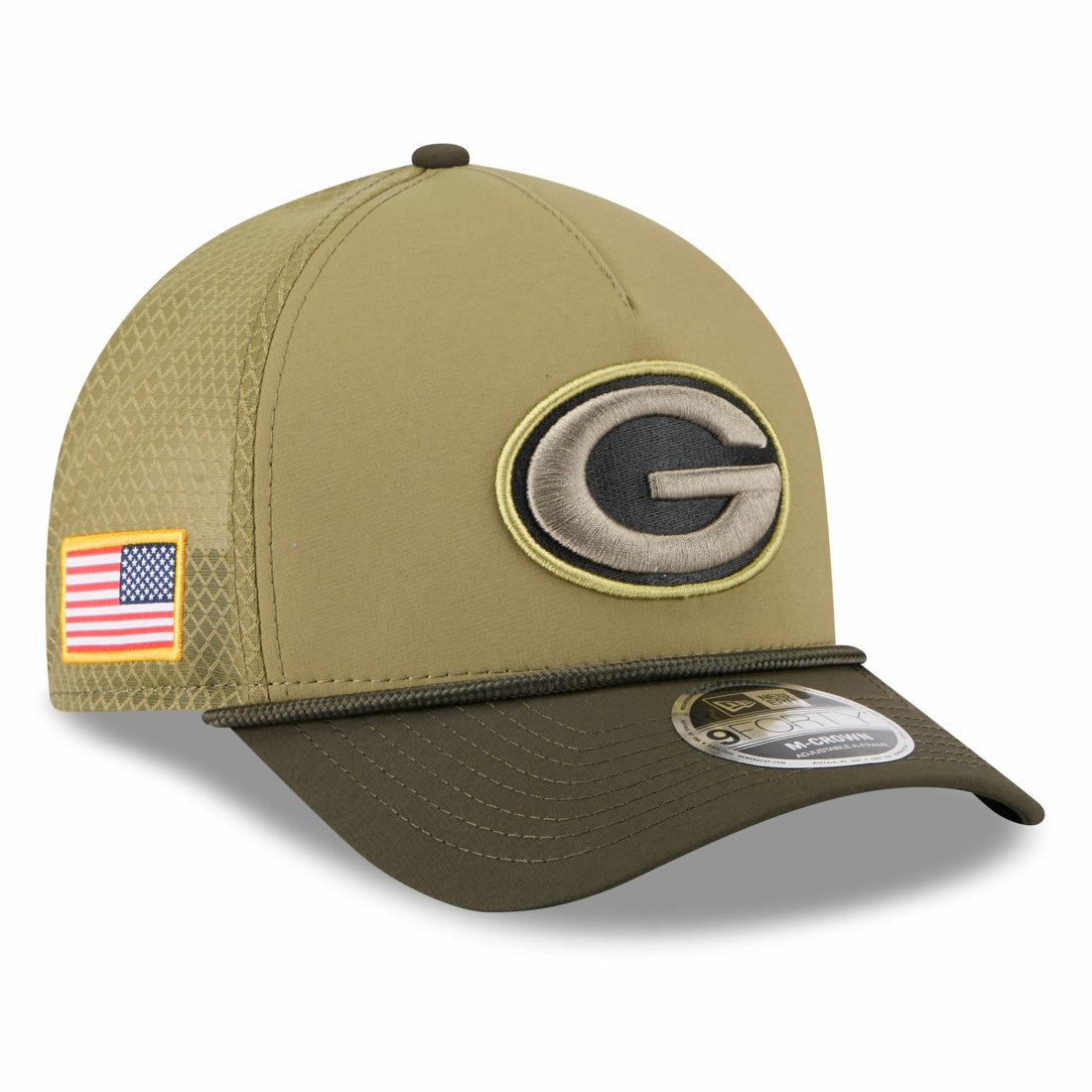 Youth 2025 Salute to Service 9FORTY A-Frame Adjustable Hat - Green Bay Packers Hats
