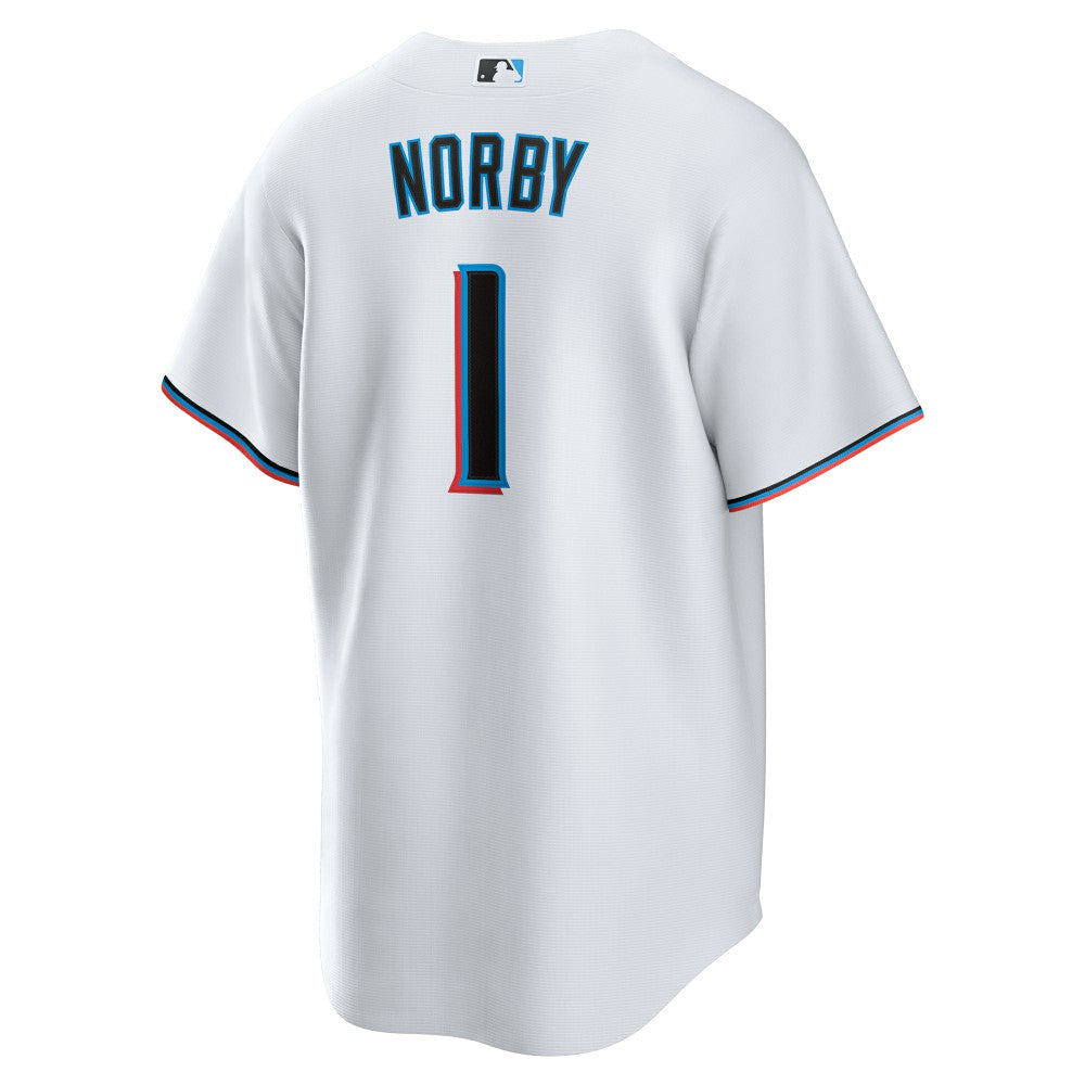White Connor Norby Miami Marlins Nike Home Replica Jersey