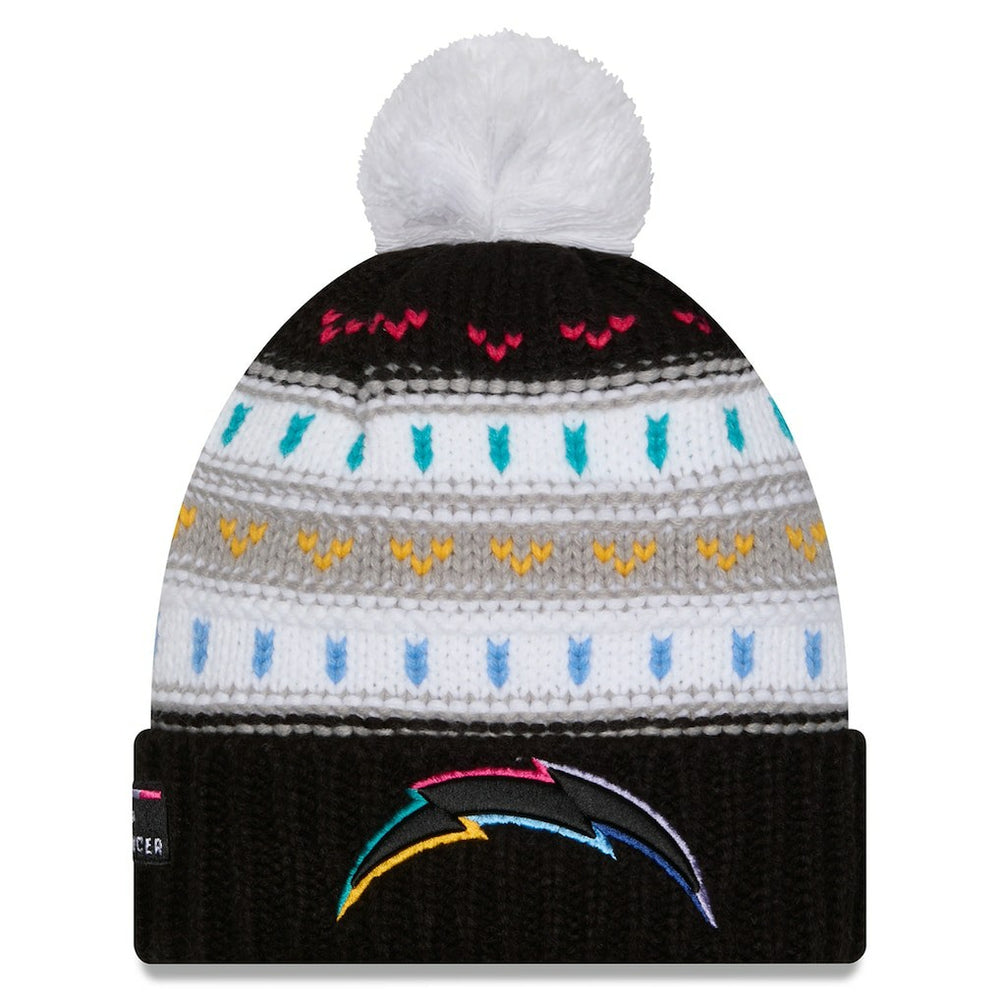 Women's 2025 NFL Crucial Catch Cuffed Knit Hat with Pom - Los Angeles Chargers Hats