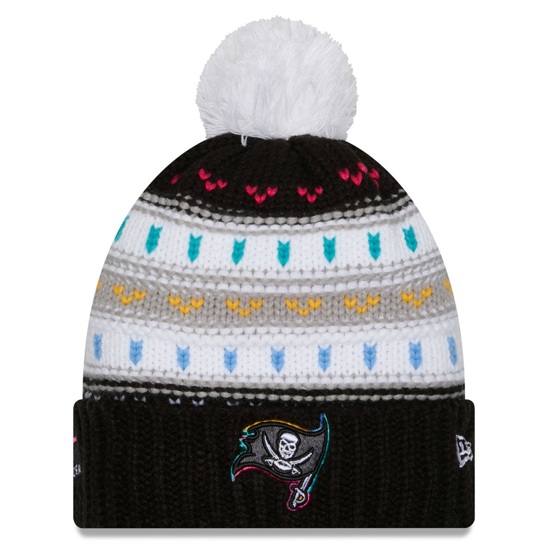 Women's 2025 NFL Crucial Catch Cuffed Knit Hat with Pom - Tampa Bay Buccaneers Hats