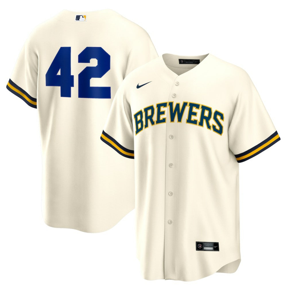 Cream Milwaukee Brewers Nike Home  2025 Jackie Robinson Day Replica Jersey