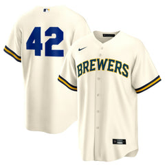 Cream Milwaukee Brewers Nike Home  2025 Jackie Robinson Day Replica Jersey