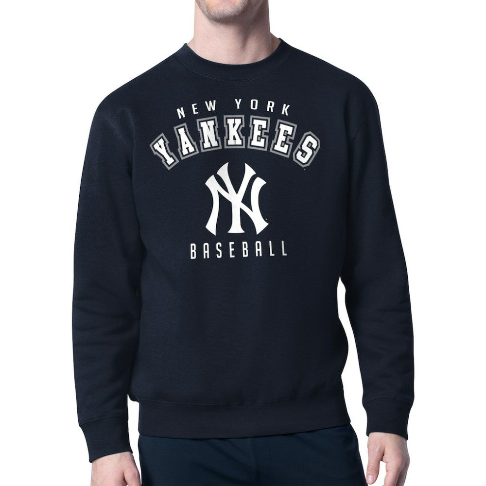 Navy New York Yankees Starter Team Logo Fleece Pullover Sweatshirt