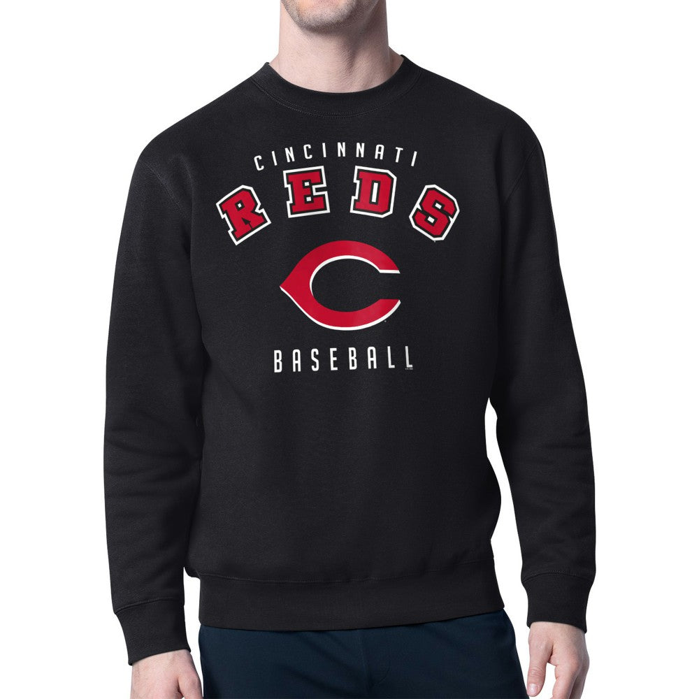 Black Cincinnati Reds Starter Team Logo Fleece Pullover Sweatshirt