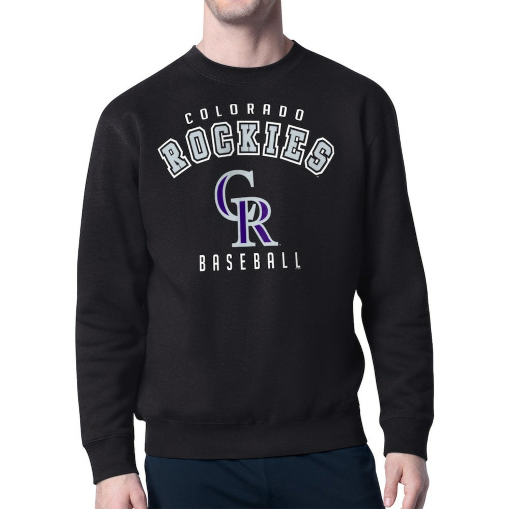 Black Colorado Rockies Starter Team Logo Fleece Pullover Sweatshirt