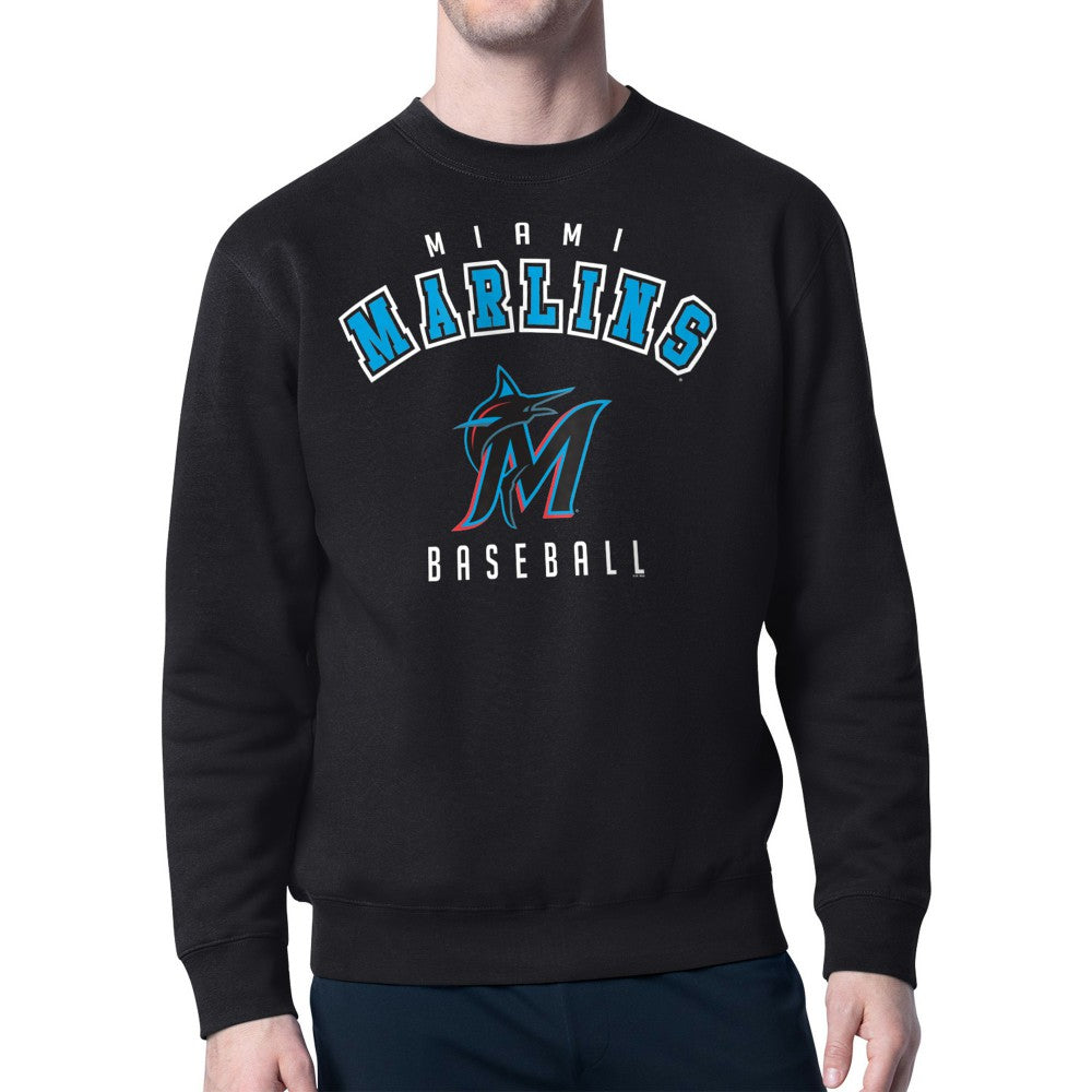 Black Miami Marlins Starter Team Logo Fleece Pullover Sweatshirt