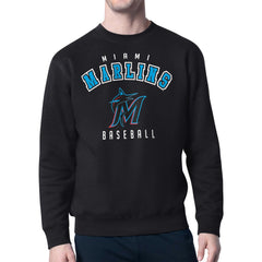 Black Miami Marlins Starter Team Logo Fleece Pullover Sweatshirt