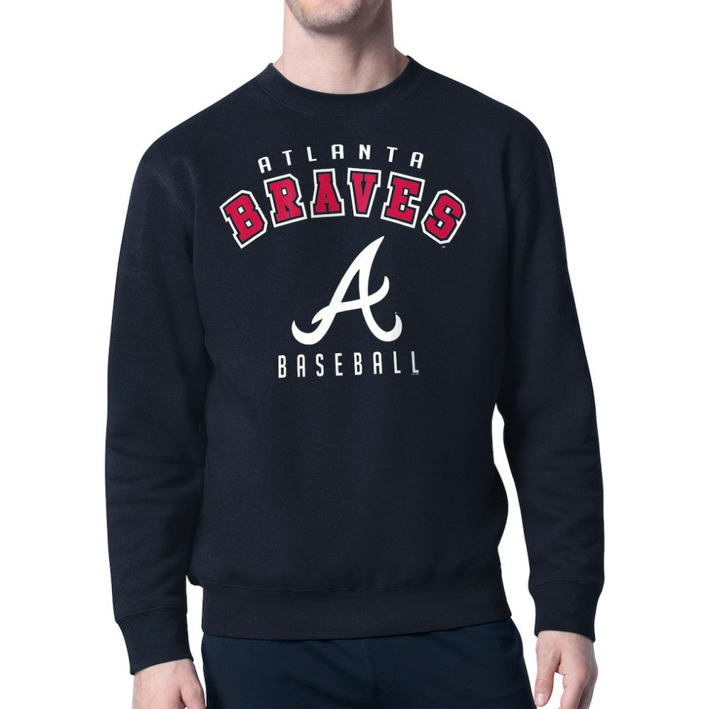 Navy Atlanta Braves Starter Team Logo Fleece Pullover Sweatshirt