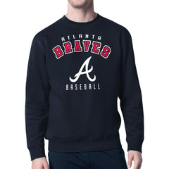 Navy Atlanta Braves Starter Team Logo Fleece Pullover Sweatshirt