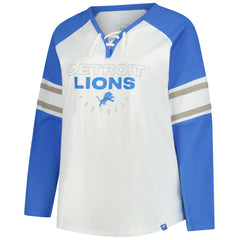 Women's Plus Size Redzone Lace Up Long Sleeve T-Shirt - Detroit Lions T-shirts
