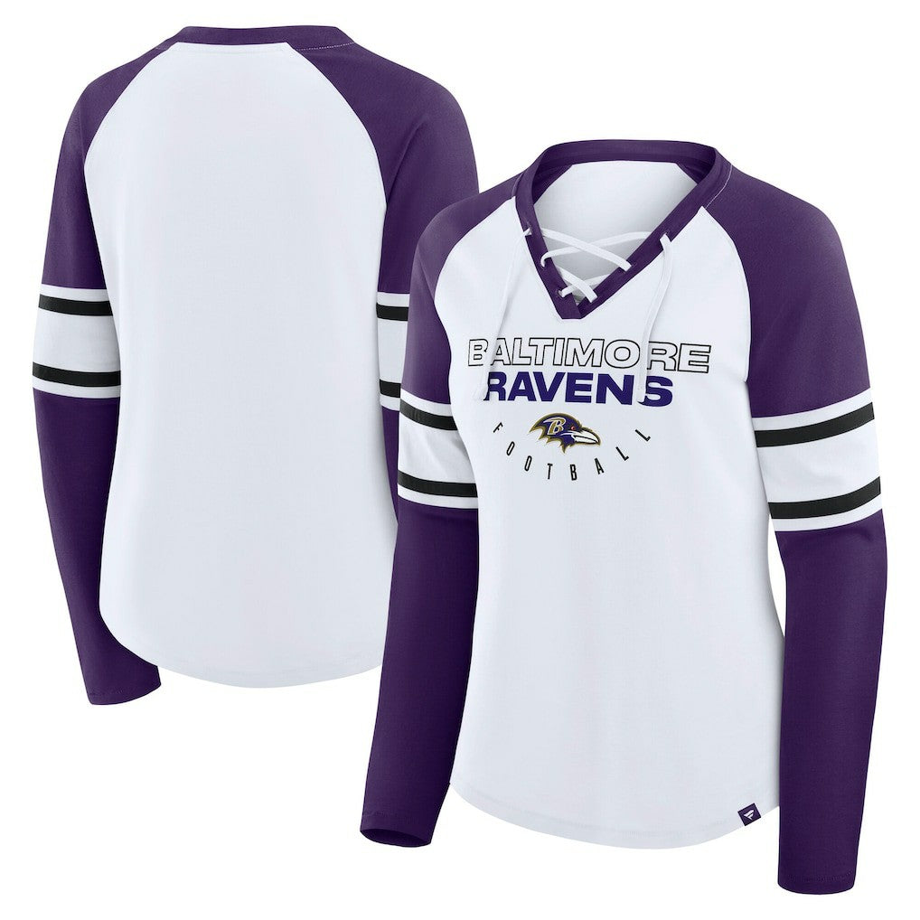 Women's Plus Size Redzone Lace Up Long Sleeve T-Shirt - Baltimore Ravens T-shirts