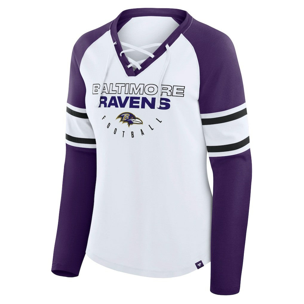 Women's Plus Size Redzone Lace Up Long Sleeve T-Shirt - Baltimore Ravens T-shirts