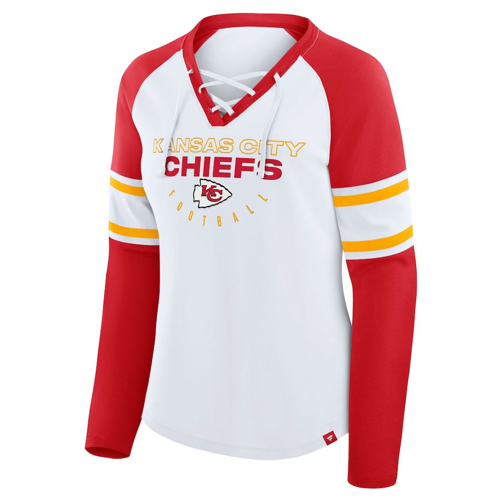 Women's Plus Size Redzone Lace Up Long Sleeve T-Shirt - Kansas City Chiefs T-shirts