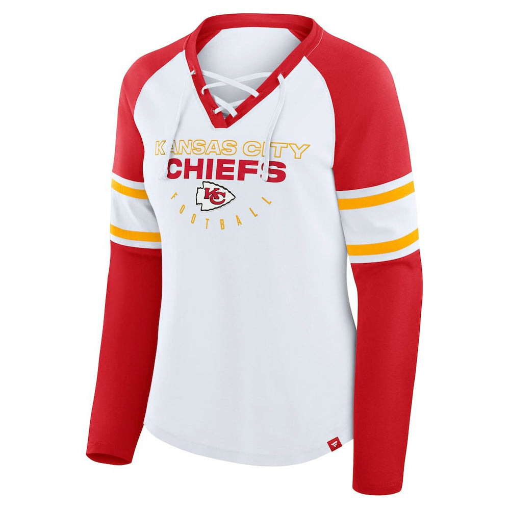 Women's Plus Size Redzone Lace Up Long Sleeve T-Shirt - Kansas City Chiefs T-shirts