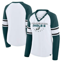 Women's Plus Size Redzone Lace Up Long Sleeve T-Shirt - Philadelphia Eagles T-shirts