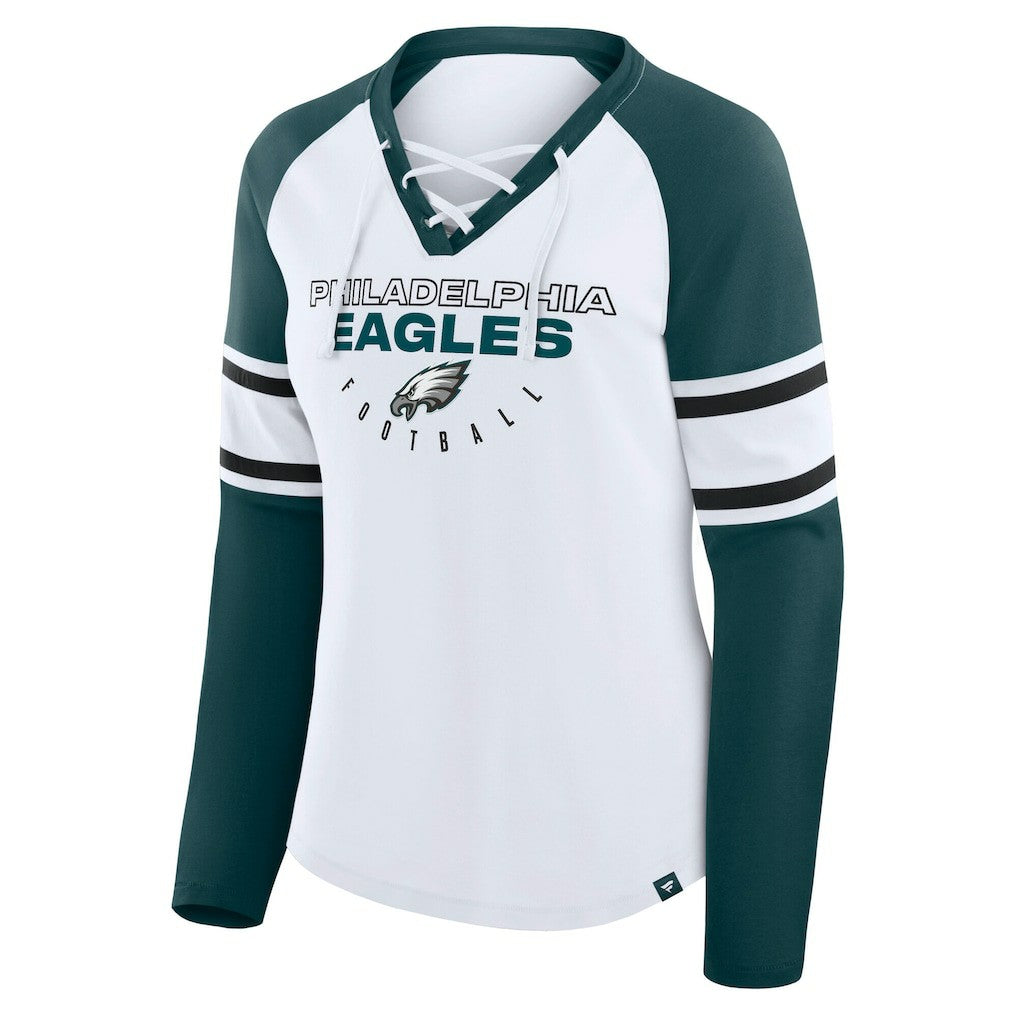 Women's Plus Size Redzone Lace Up Long Sleeve T-Shirt - Philadelphia Eagles T-shirts