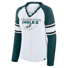Women's Plus Size Redzone Lace Up Long Sleeve T-Shirt - Philadelphia Eagles T-shirts