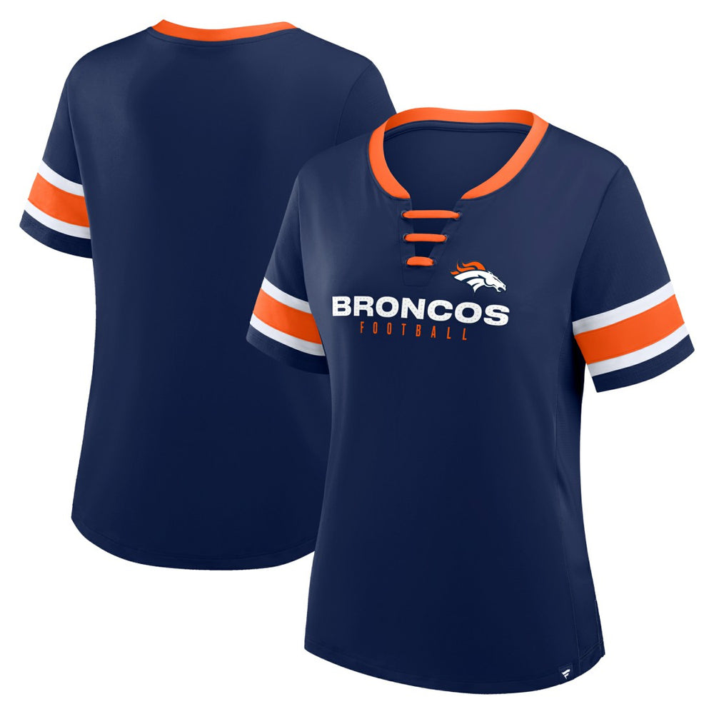 Women's Plus Size Red Zone Athena Lace-Up V-Notch Neck T-Shirt - Denver Broncos T-shirts