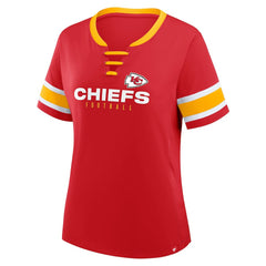 Women's Plus Size Red Zone Athena Lace-Up V-Notch Neck T-Shirt - Kansas City Chiefs T-shirts