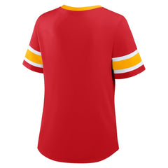 Women's Plus Size Red Zone Athena Lace-Up V-Notch Neck T-Shirt - Kansas City Chiefs T-shirts