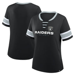 Women's Plus Size Red Zone Athena Lace-Up V-Notch Neck T-Shirt - Las Vegas Raiders T-shirts