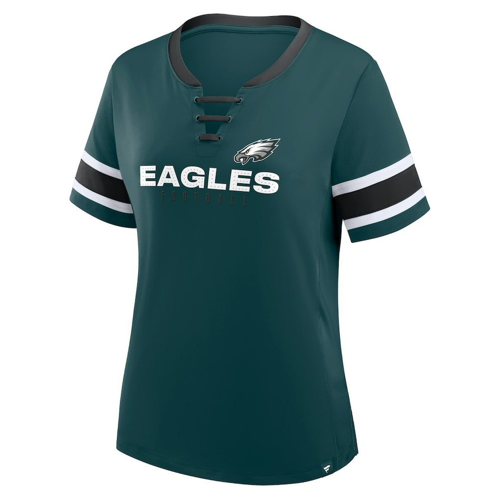 Women's Plus Size Red Zone Athena Lace-Up V-Notch Neck T-Shirt - Philadelphia Eagles T-shirts