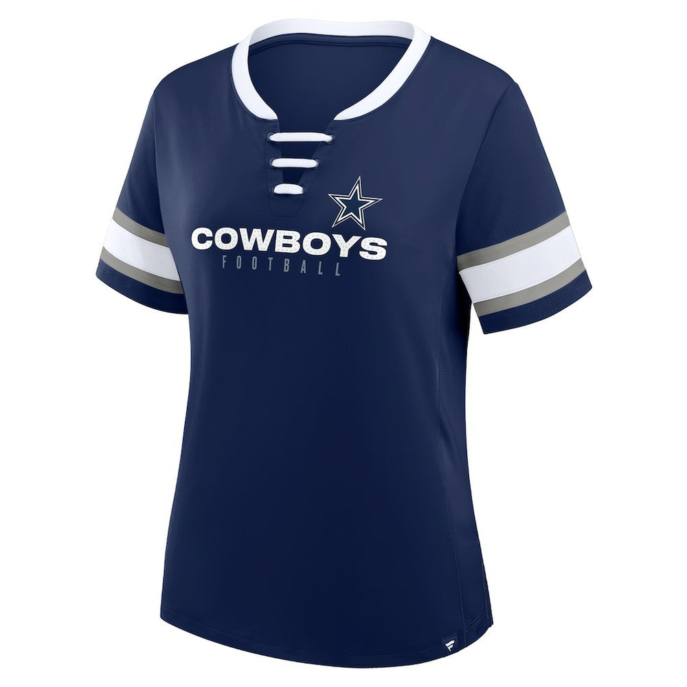Women's Plus Size Red Zone Athena Lace-Up V-Notch Neck T-Shirt - Dallas Cowboys T-shirts