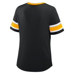 Women's Plus Size Red Zone Athena Lace-Up V-Notch Neck T-Shirt - Pittsburgh Steelers T-shirts