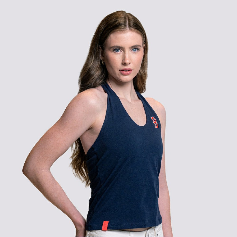 Navy Boston Red Sox Lusso Women's Noelle V-Neck Tank Top