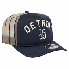 Navy Detroit Tigers New Era Vintage Arched Foam Front 9FIFTY A-Frame Adjustable Trucker Hat