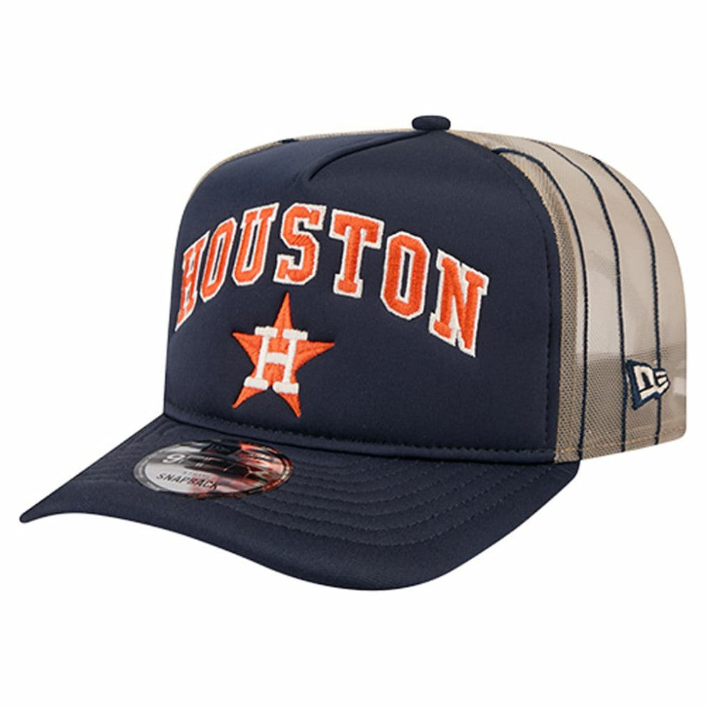 Navy Houston Astros New Era Vintage Arched Foam Front 9FIFTY A-Frame Adjustable Trucker Hat