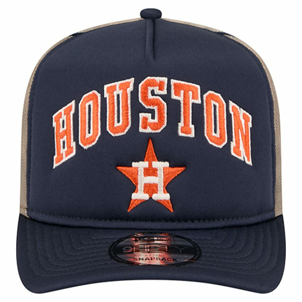 Navy Houston Astros New Era Vintage Arched Foam Front 9FIFTY A-Frame Adjustable Trucker Hat