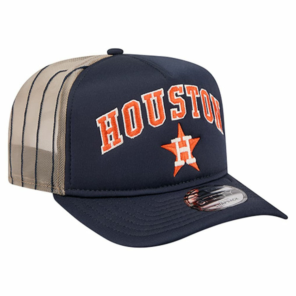 Navy Houston Astros New Era Vintage Arched Foam Front 9FIFTY A-Frame Adjustable Trucker Hat