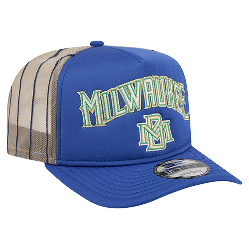 Royal Milwaukee Brewers New Era Vintage Arched Foam Front 9FIFTY A-Frame Adjustable Trucker Hat