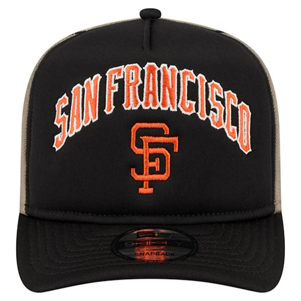 Black San Francisco Giants New Era Vintage Arched Foam Front 9FIFTY A-Frame Adjustable Trucker Hat