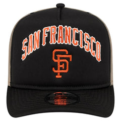 Black San Francisco Giants New Era Vintage Arched Foam Front 9FIFTY A-Frame Adjustable Trucker Hat