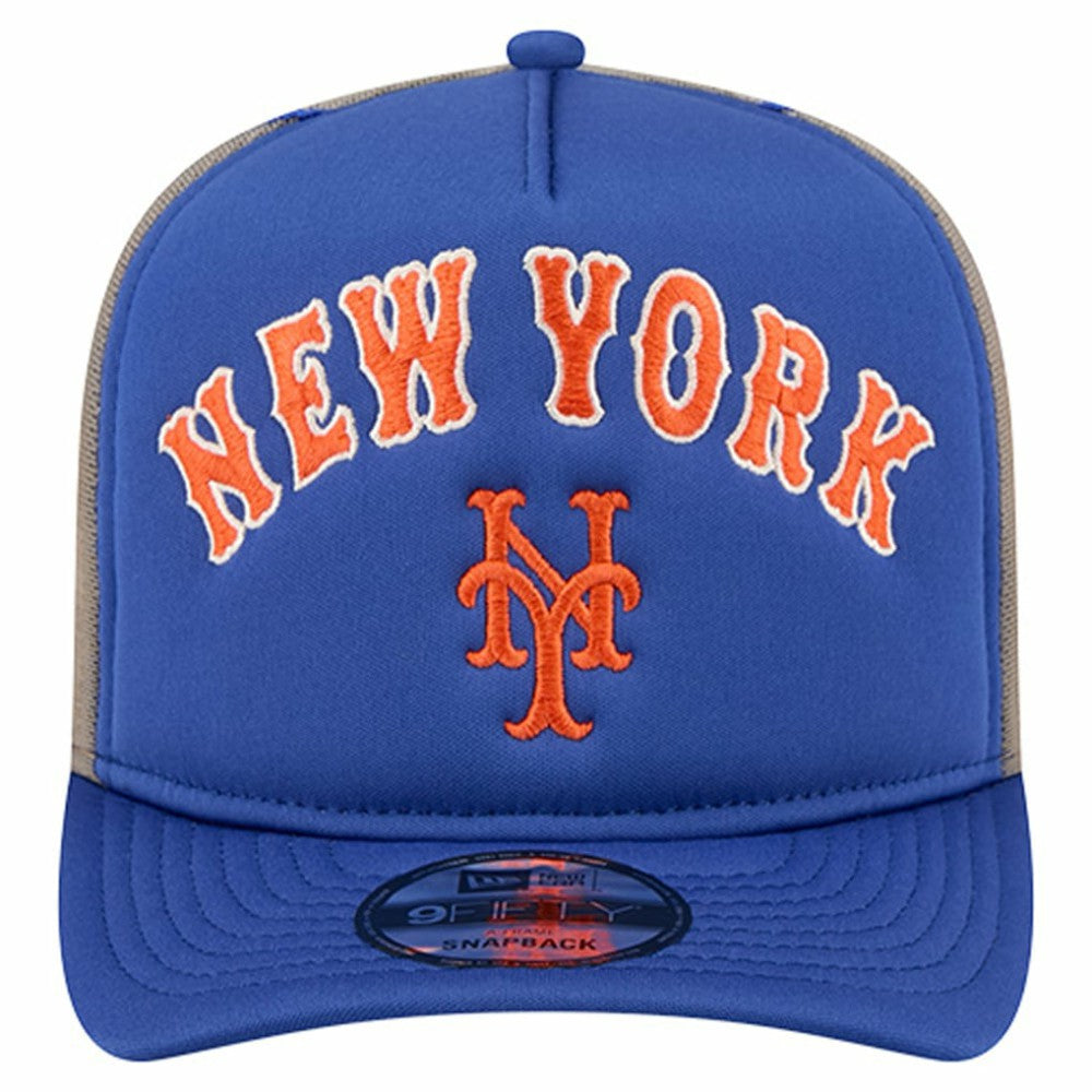 Royal New York Mets New Era Vintage Arched Foam Front 9FIFTY A-Frame Adjustable Trucker Hat