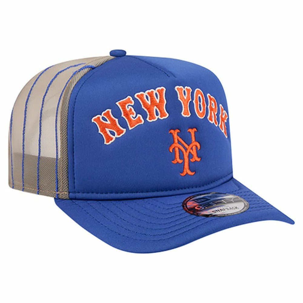 Royal New York Mets New Era Vintage Arched Foam Front 9FIFTY A-Frame Adjustable Trucker Hat