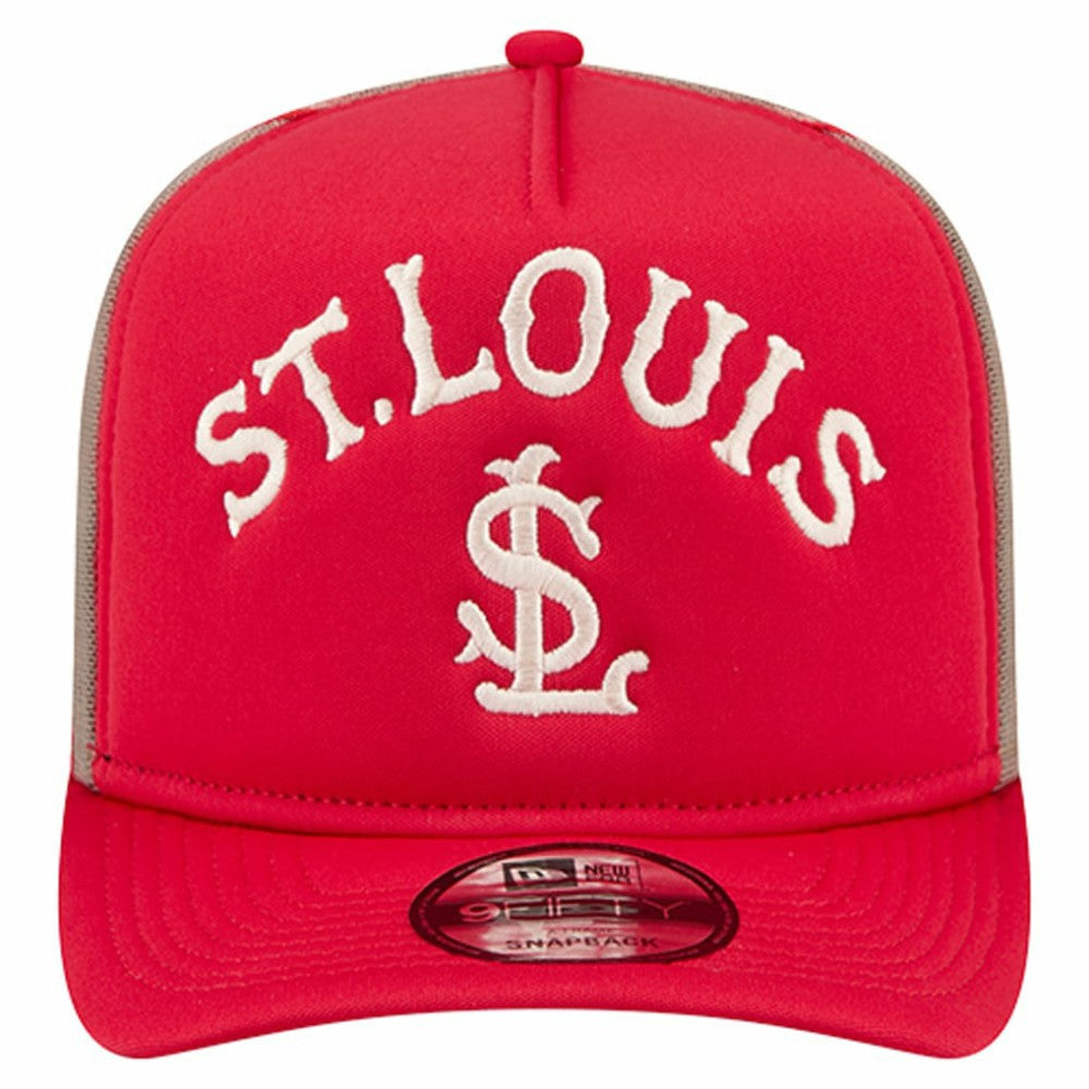 Red St. Louis Cardinals New Era Vintage Arched Foam Front 9FIFTY A-Frame Adjustable Trucker Hat