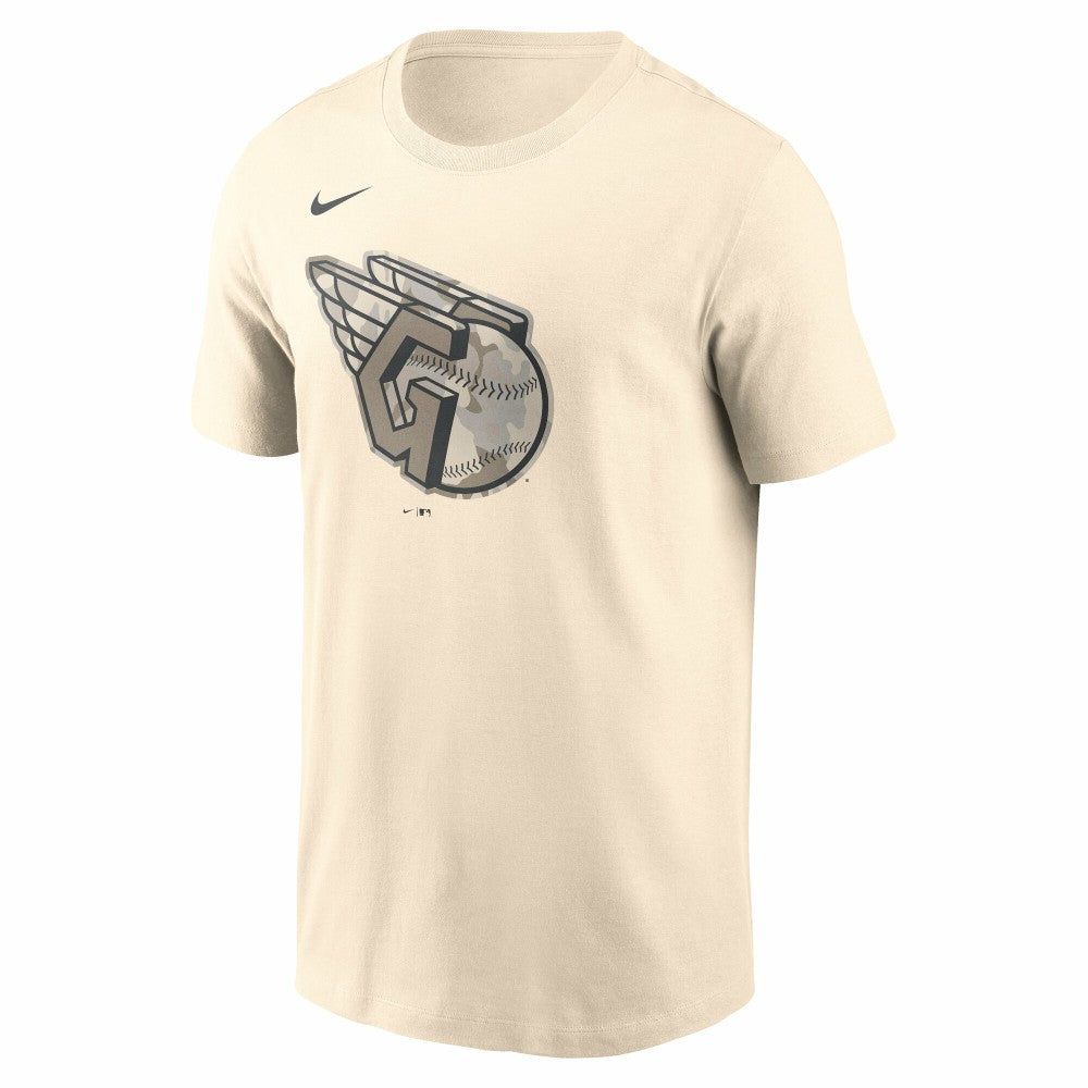 Cream Cleveland Guardians Nike Camo Logo T-Shirt