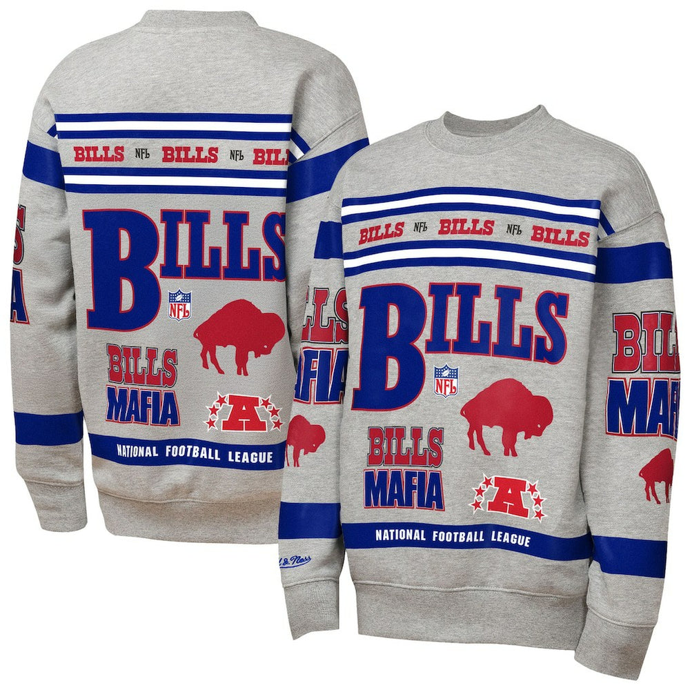 Youth Throwback All-Over Print Fleece Sweatshirt - Buffalo Bills Sweatshirts