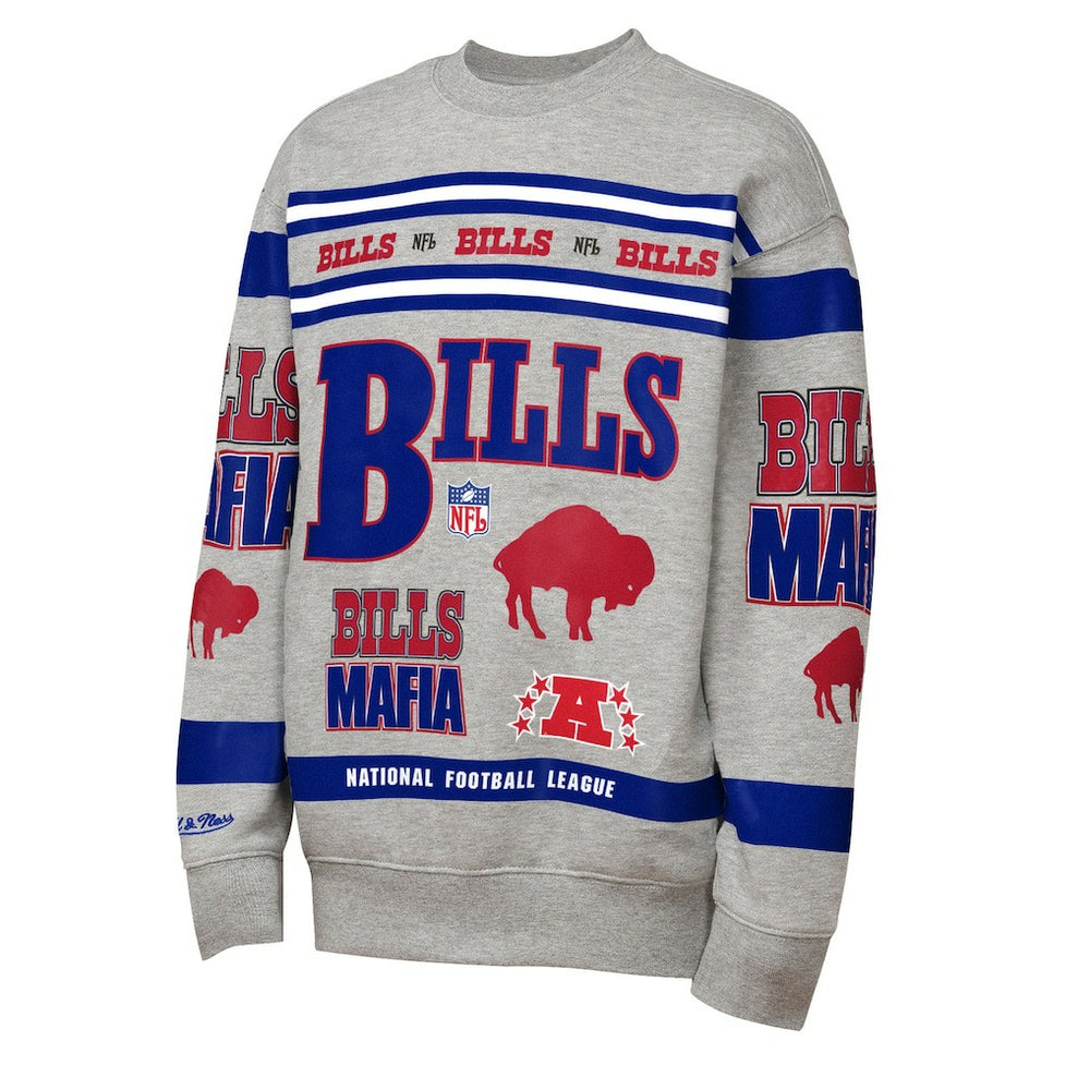 Youth Throwback All-Over Print Fleece Sweatshirt - Buffalo Bills Sweatshirts
