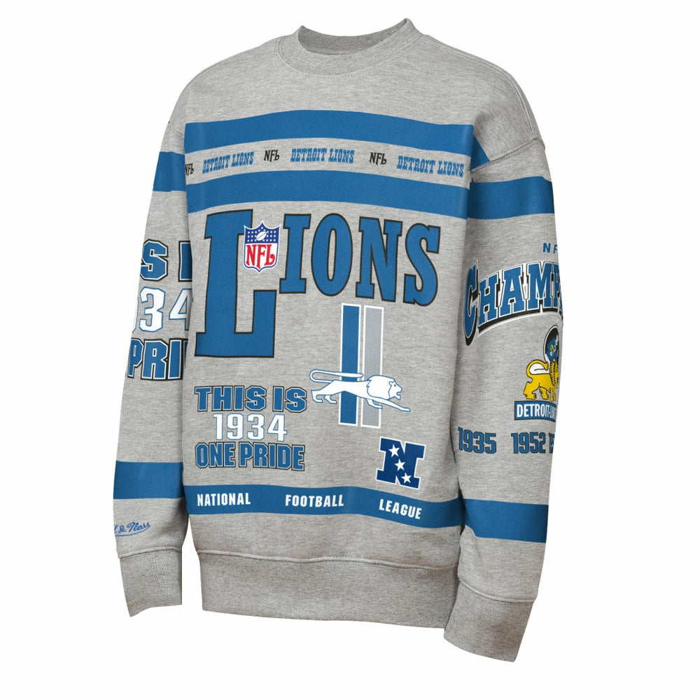 Youth Throwback All-Over Print Fleece Sweatshirt - Detroit Lions Sweatshirts