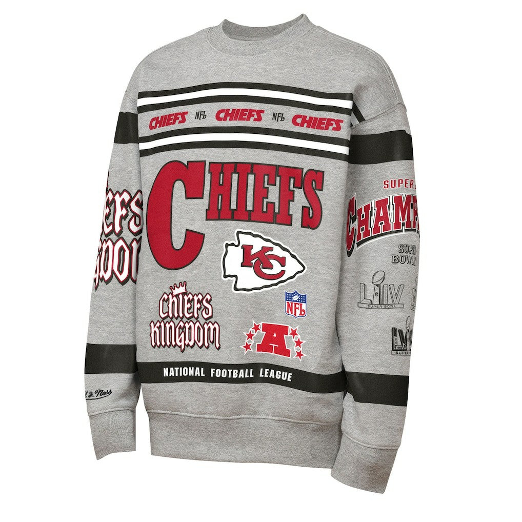 Youth Throwback All-Over Print Fleece Sweatshirt - Kansas City Chiefs Sweatshirts