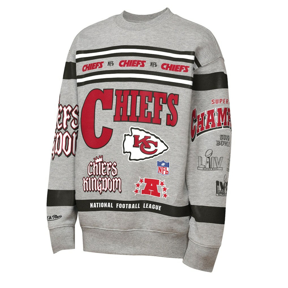 Youth Throwback All-Over Print Fleece Sweatshirt - Kansas City Chiefs Sweatshirts