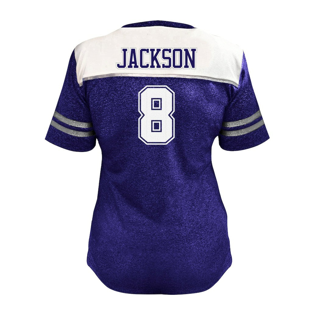 Lamar Jackson  Women's Plus Size Bling V-Neck T-Shirt - Baltimore Ravens T-shirts