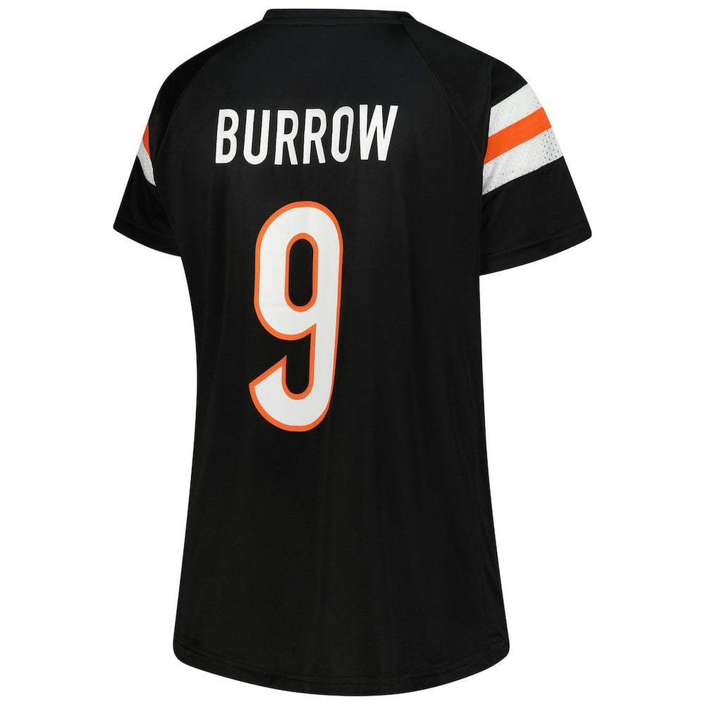 Joe Burrow  Women's Plus Size Name & Number Raglan Lace V-Neck T-Shirt - Cincinnati Bengals T-shirts