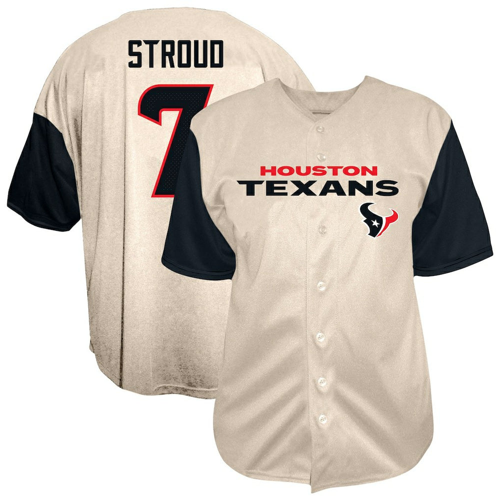 C.J. Stroud  Big & Tall Baseball Button-Up Shirt - Houston Texans