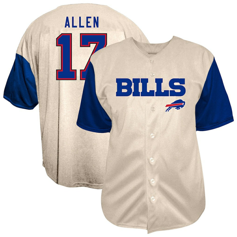 Josh Allen  Big & Tall Baseball Button-Up Shirt - Buffalo Bills