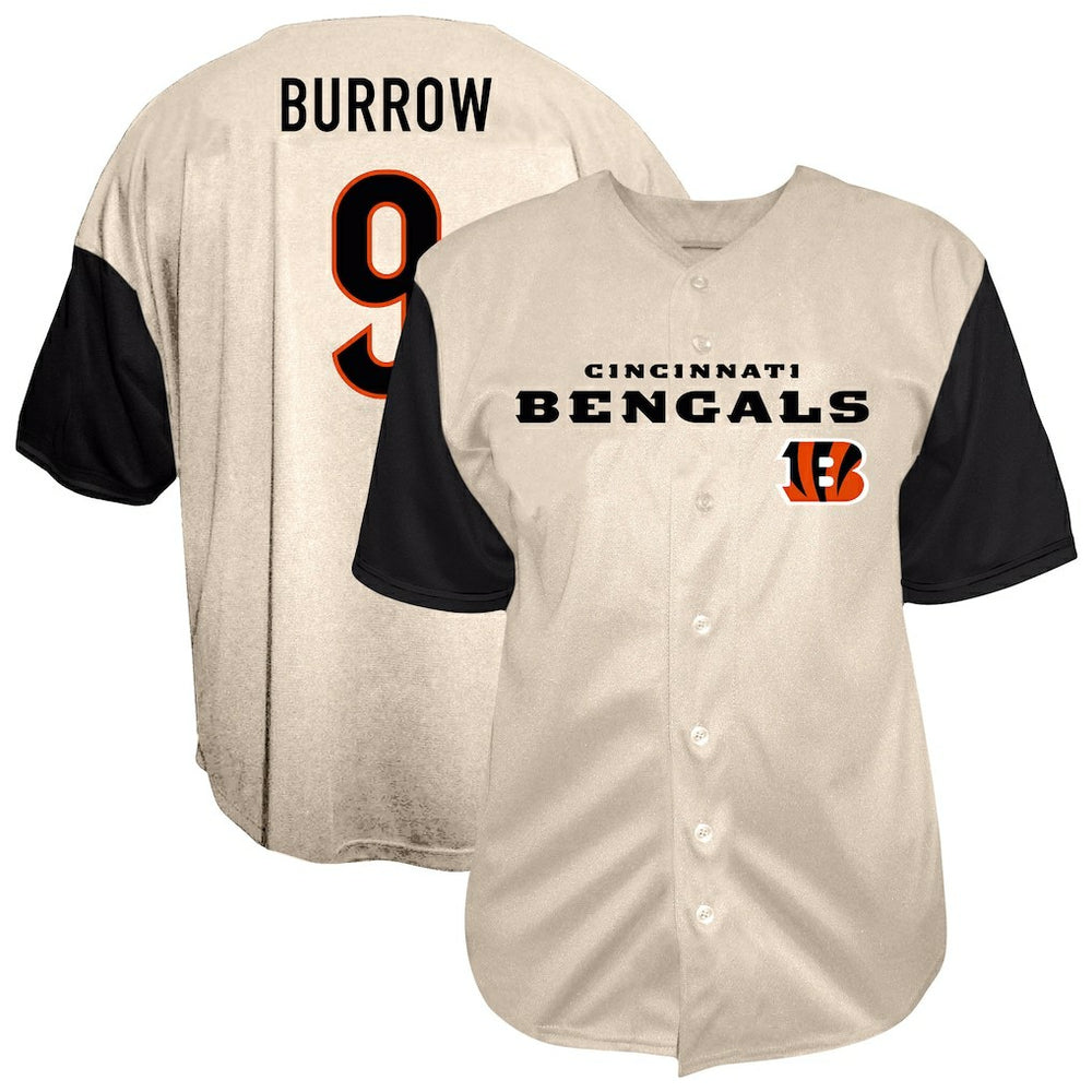 Joe Burrow  Big & Tall Baseball Button-Up Shirt - Cincinnati Bengals